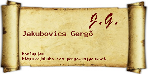 Jakubovics Gergő névjegykártya